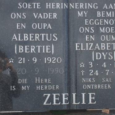 ZEELIE Albertus 1920-1990 &amp; Elizabeth S. 1924-1981