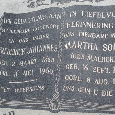 ? Frederick Johannes 1888-1960 &amp; Martha Sophia MALHERBE 1885-1963