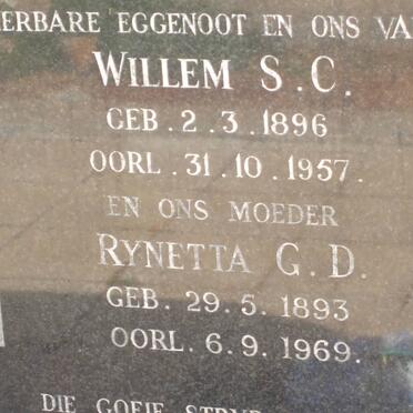 ? Willem S.C. 1896-1957 &amp; Rynetta G.D. 1893-1969