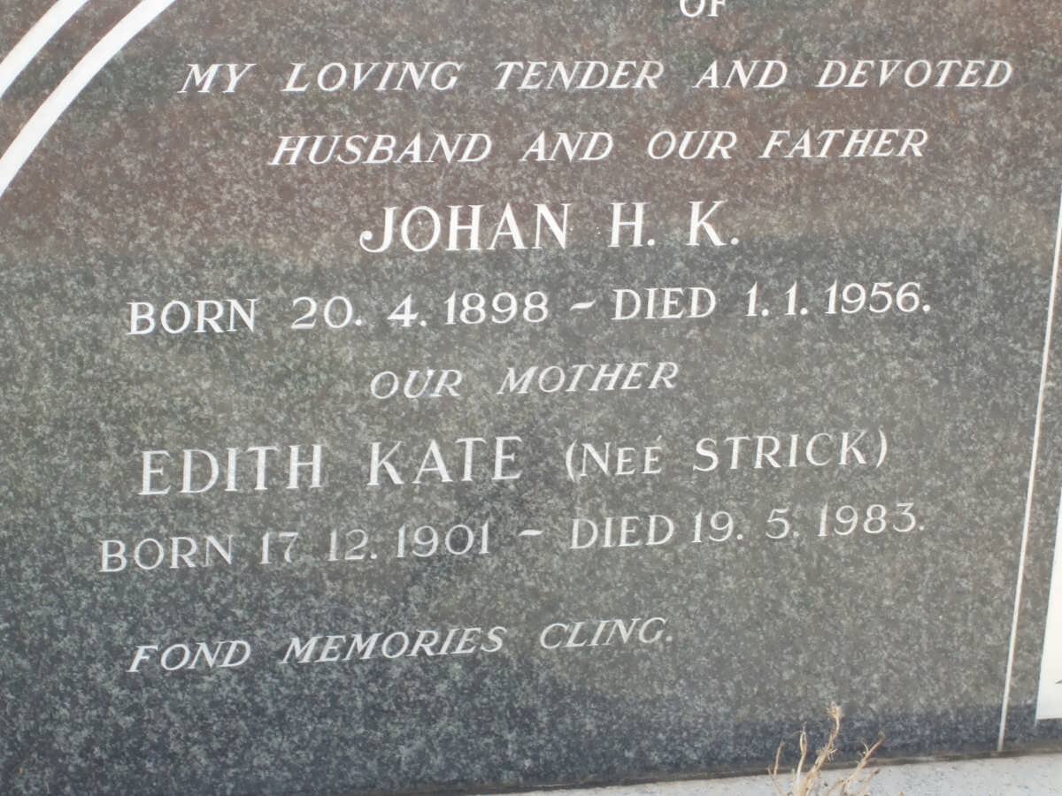 ? Johan H.K. 1898-1956 &amp; Edith Kate STRICK 1901-1983