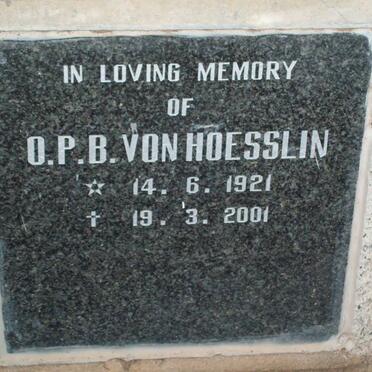 HOESSLIN O.P.V., von 1921-2001