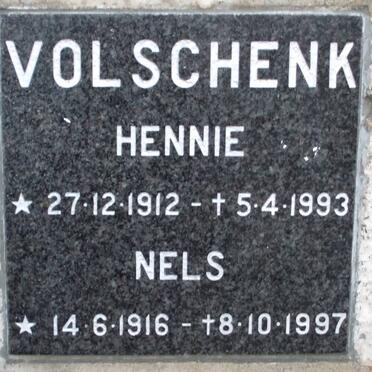 VOLSCHENK Hennie 1912-1993 &amp; Nels 1916-1997