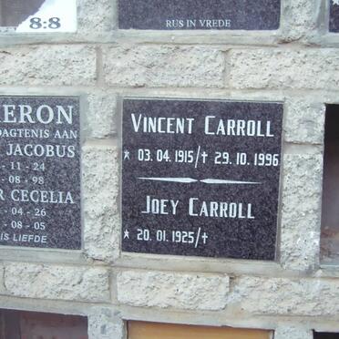 THERON Petrus Jacobus 1924-1998 &amp; Hester Cecelia 1926-2005? :: CARROLL Vincent 1915-1996 &amp; Joey 1925-