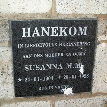 HANEKOM Susanna M.M. 1904-1998
