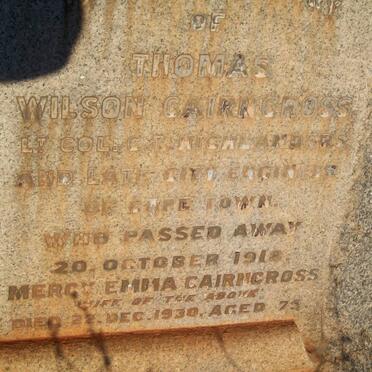 CAIRNCROSS Thomas Wilson -1918 &amp; Mercy Emma -1930