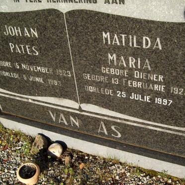 AS Johan Pates, van 1923-1993 &amp; Mathilda Maria DIENER 1923-1997