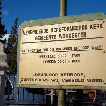 1. Verenigende Gereformeerde Kerk, Gemeente Worcester.