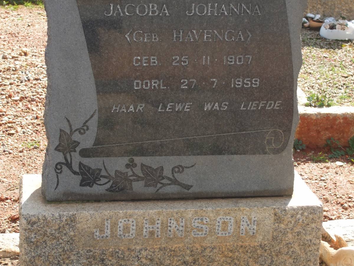 JOHNSON Jacoba Johanna nee HAVENGA 1907-1959