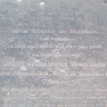 HEERDEN Izak Petrus, van 1809-1890 &amp; Maria Magdalena WOLFAARDT 1810-1889