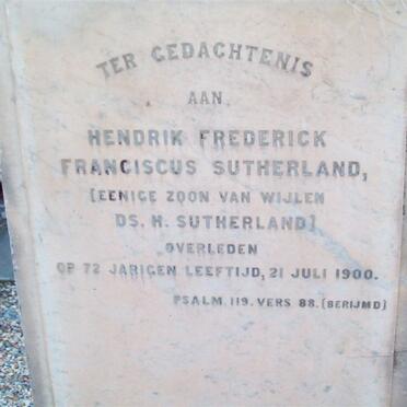 SUTHERLAND Hendrik Frederick Franciscus -1900