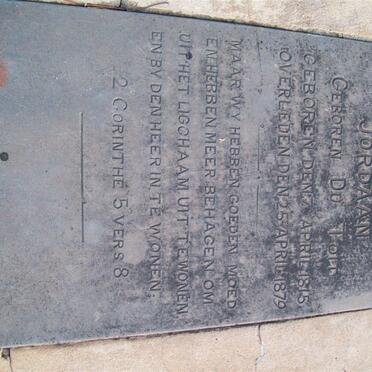 JORDAAN Ernst Gabriel 1809-1879 &amp; Cicilia Gertruida DU TOIT 1815-1879