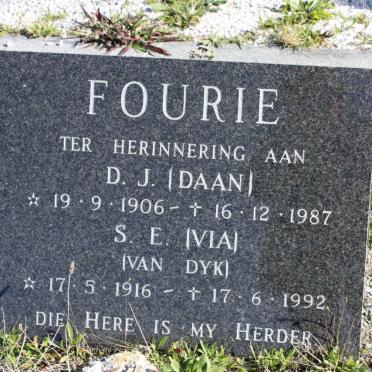 FOURIE D.J. 1906-1987 &amp; S.E. VAN DYK 1916-1992