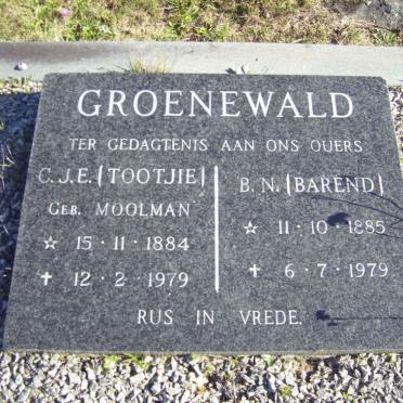 GROENEWALD B.N. 1885-1979 &amp; C.J.E. MOOLMAN 1884-1979