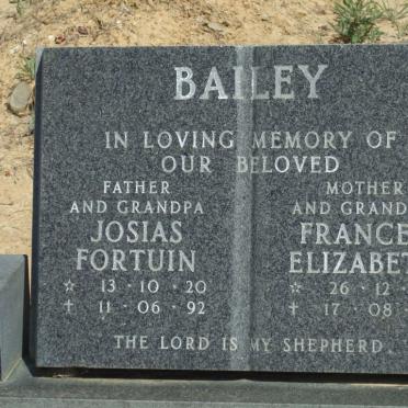 BAILEY Josias Fortuin 1920-1992 &amp; Frances Elizabeth 1920-1992