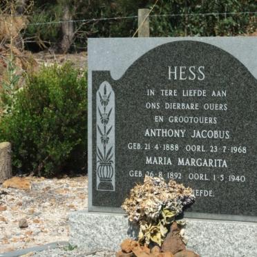 HESS Anthony Jacobus 1888-1968 &amp; Maria Margarita 1892-1940