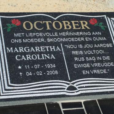 OCTOBER Margaretha Carolina 1934-2008