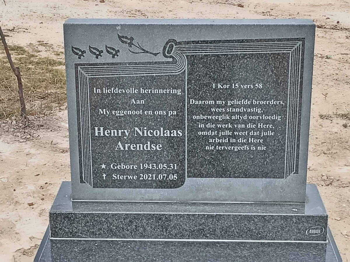 ARENDSE Henry Nicolaas 1943-2021