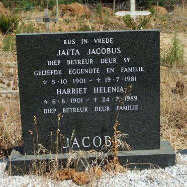 JACOBS Jafta Jacobus 1901-1981 &amp; Harriet Helenia 1901-1989