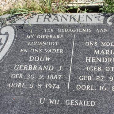 FRANKEN Douw Gerbrand J. 1887-1974 &amp; Maria Hendrina OTTO 1893-1982