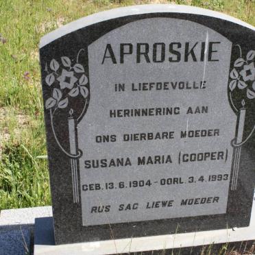 APROSKIE Susana Maria nee COOPER 1904-1993