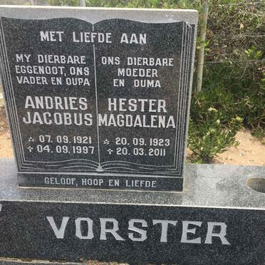 VORSTER Andries Jacobus 1921-1997 &amp; Hester Magdalena 1923-2011