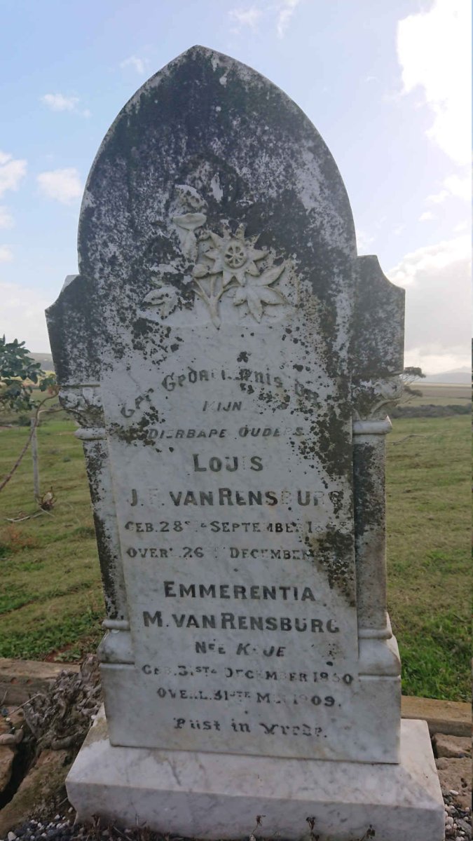 RENSBURG Louis J.F., van 1848-1922 &amp; Emmerentia M. KLUE 1850-1909