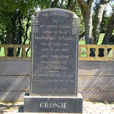 CRONJE Magrietha Susanna 1922-1950 :: CRONJE Jan Abraham 1931-1953