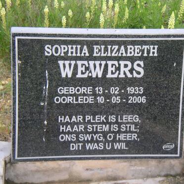 WEWERS Sophia Elizabeth 1933-2006