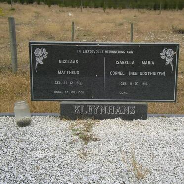 KLEYNHANS Nicolaas Mattheus 1900-1991 &amp; Isabella Maria Cornel OOSTHUIZEN 1916-