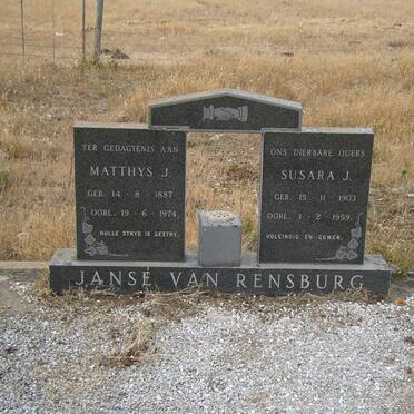 RENSBURG Matthys J., Janse van 1887-1974 &amp; Susara J. 1903-1959