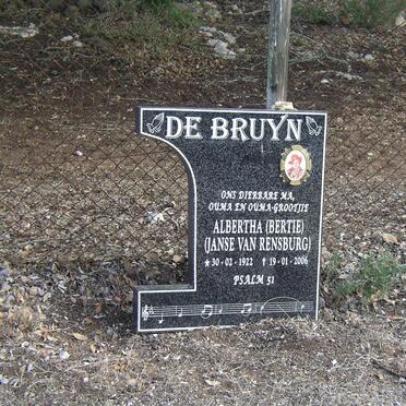 BRUYN Albertha, de nee JANSE VAN RENSBURG 1922-2006
