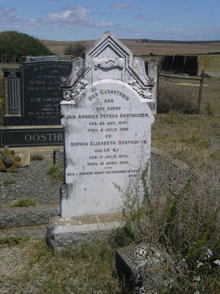 OOSTHUIZEN Jan Andries Petrus 1847-1896 &amp; Sophia Elizabeth CRONJE 1853-1929