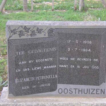 OOSTHUIZEN Elizabeth Petronella nee DE JAGER 1908-1964