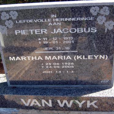 WYK Pieter Jacobus, van 1913-2001 &amp; Martha Maria KLEYN 1926-2005