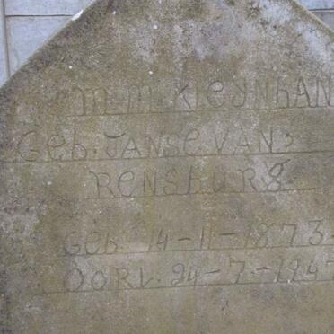 KLEYNHANS M.M. nee JANSE VAN RENSBURG 1873-1947