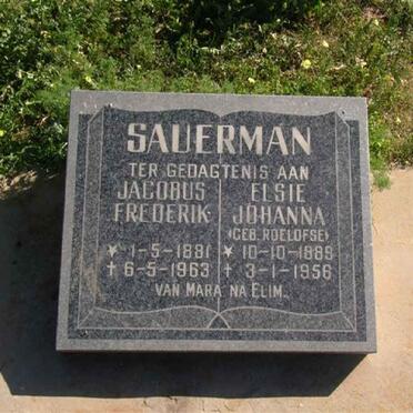 SAUERMAN Jacobus Frederik 1881-1963 &amp; Elsie Johanna ROELOFSE 1888-1956
