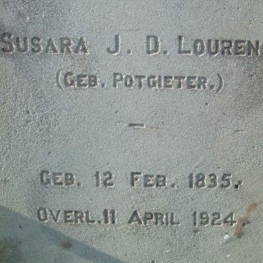 LOURENS Susara J.D. nee POTGIETER 1835-1924