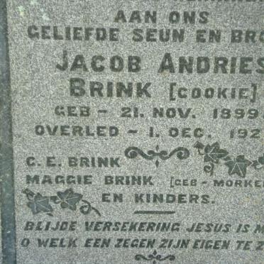 BRINK Jacob Andries 1899-1927