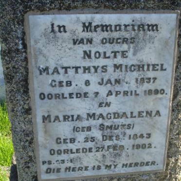 NOLTE Matthys Michiel 1837-1890 &amp; Maria Magdalena geb. SMUTS 1843-1902