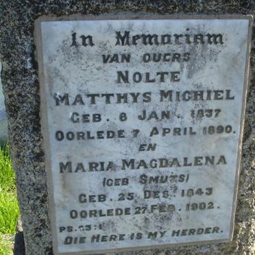 NOLTE Matthys Michiel 1837-1890 &amp; Maria Magdalena geb. SMUTS 1843-1902