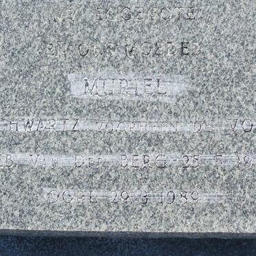 ? Muriel SWARTZ previously DE VOS nee VAN DER BERG 1921-1989