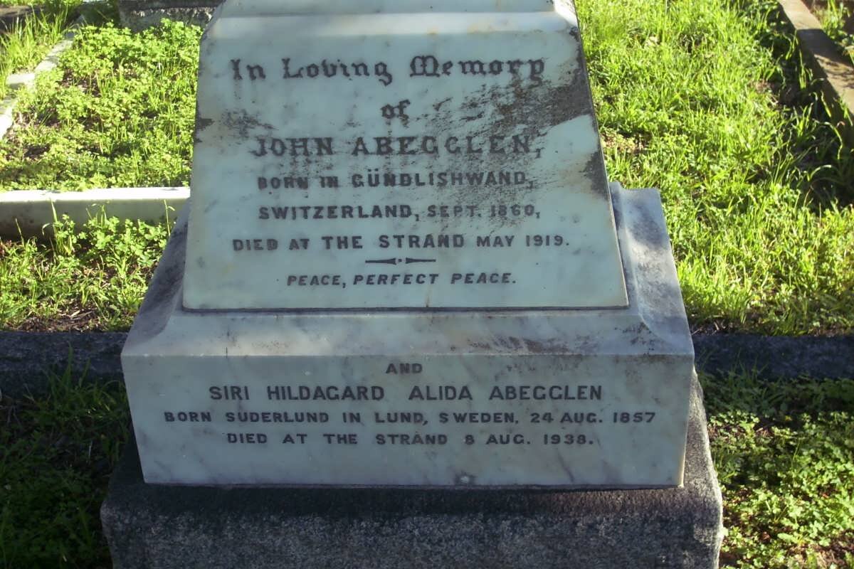 ABEGGLEN John 1860-1919 &amp; Siri Hildagard Alida 1857-1938