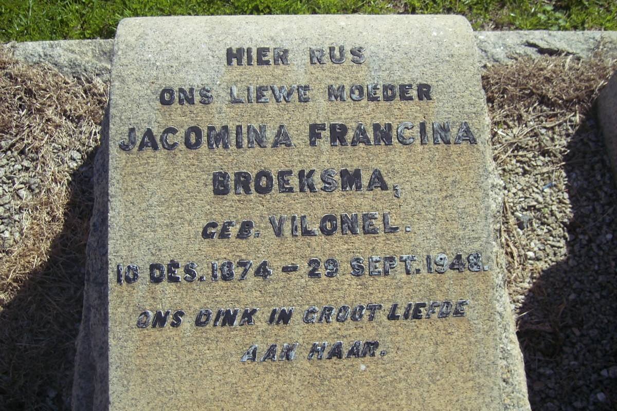 BROEKSMA Jacomina Francina nee VILONEL 1874-1948