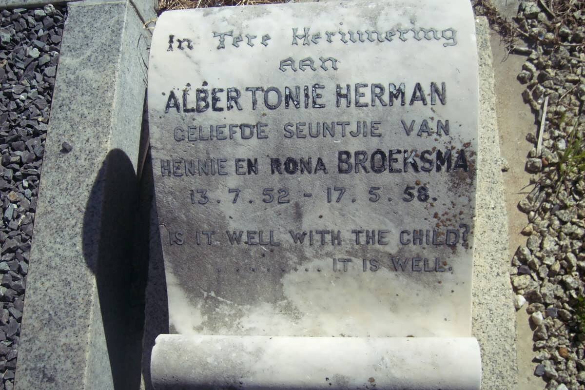 BROEKSMA Albertonie Herman 1952-1958