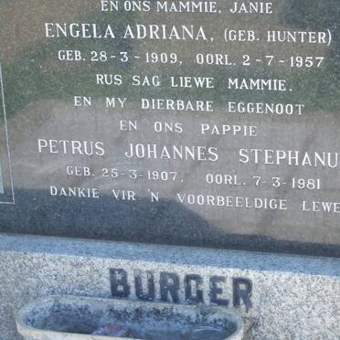 BURGER Petrus Johannes Stephanus 1907-1981 &amp; Engela Adriana HUNTER 1909-1957