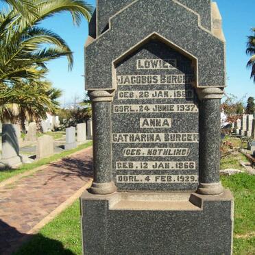 BURGER Lowies Jacobus 1860-1937 &amp; Anna Catharina NOTHLING 1866-1929