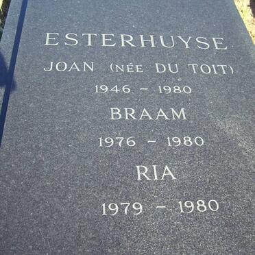 ESTERHUYSE Joan nee DU TOIT 1946-1980 :: ESTERHUYSE Braam 1976-1980 :: ESTERHUYSE Ria 1979-1980
