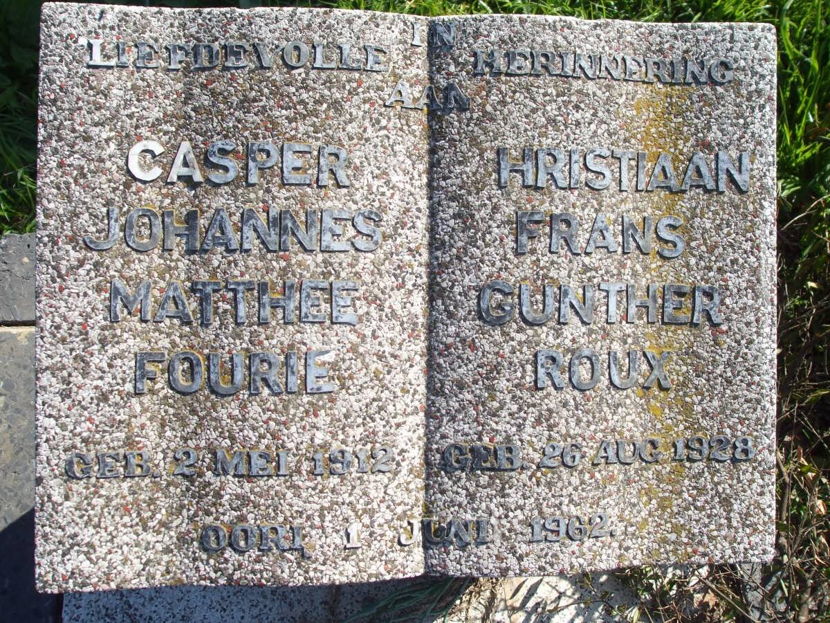 FOURIE Casper Johannes Matthee 1912-1962 :: ROUX [C]hristiaan Frans Gunter 1928-1962