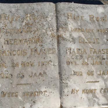 FAASEN Hermanus Francois -1932 &amp; Elsje Maria PEROLD -1917