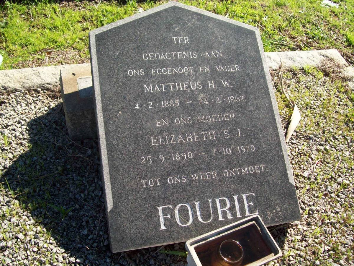 FOURIE Mattheus H.W. 1885-1962 &amp; Elizabeth S.J. 1890-1970